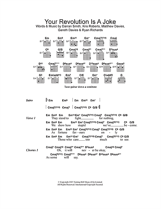 Funeral For A Friend Your Revolution Is A Joke Sheet Music