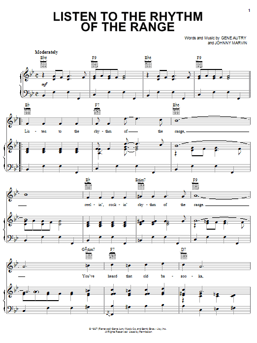 Gene Autry Listen To The Rhythm Of The Range Sheet Music