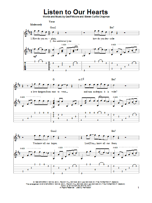 Geoff Moore & The Distance Listen To Our Hearts Sheet Music