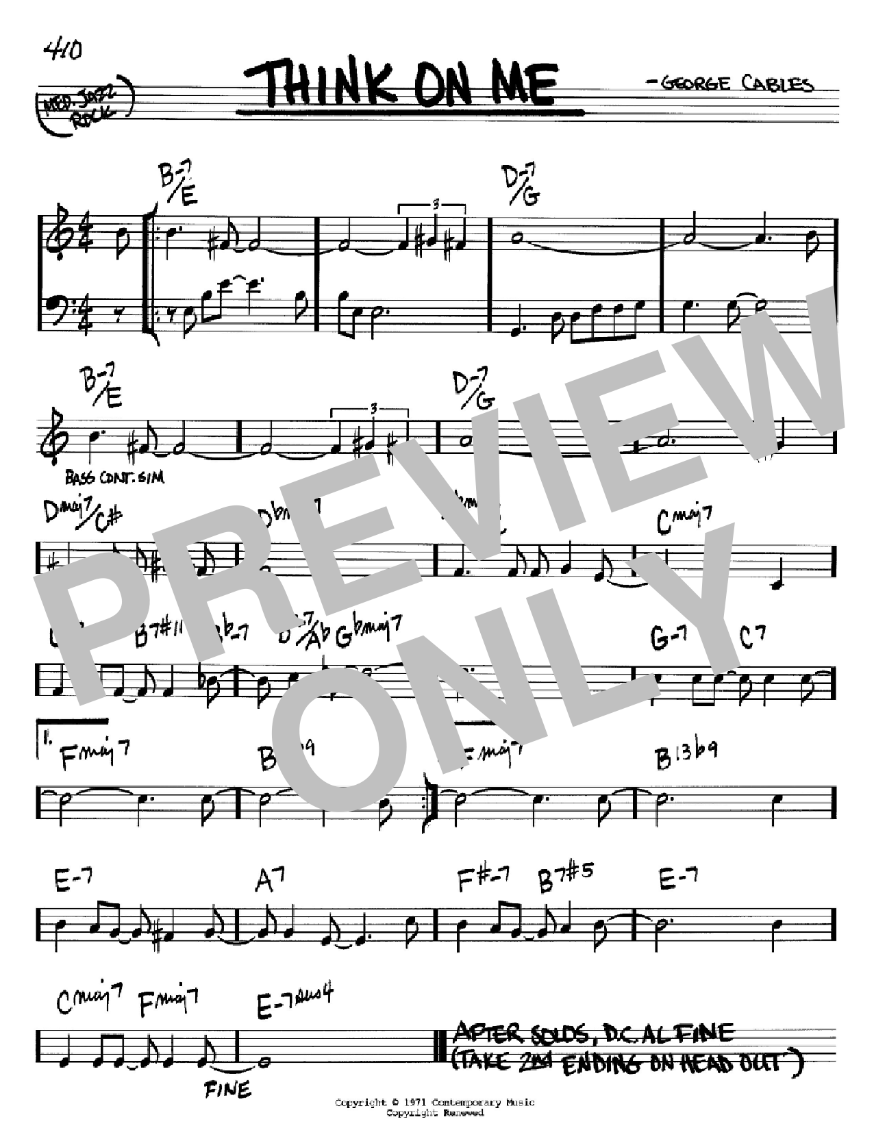 George Cables Think On Me Sheet Music
