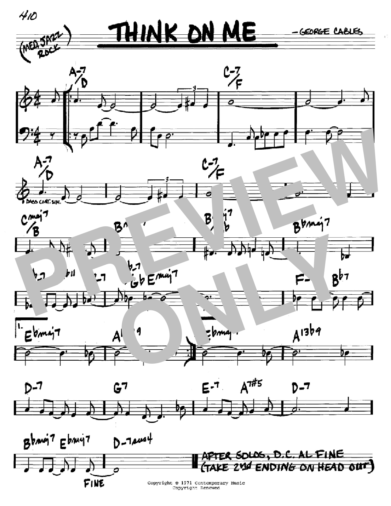 George Cables Think On Me Sheet Music