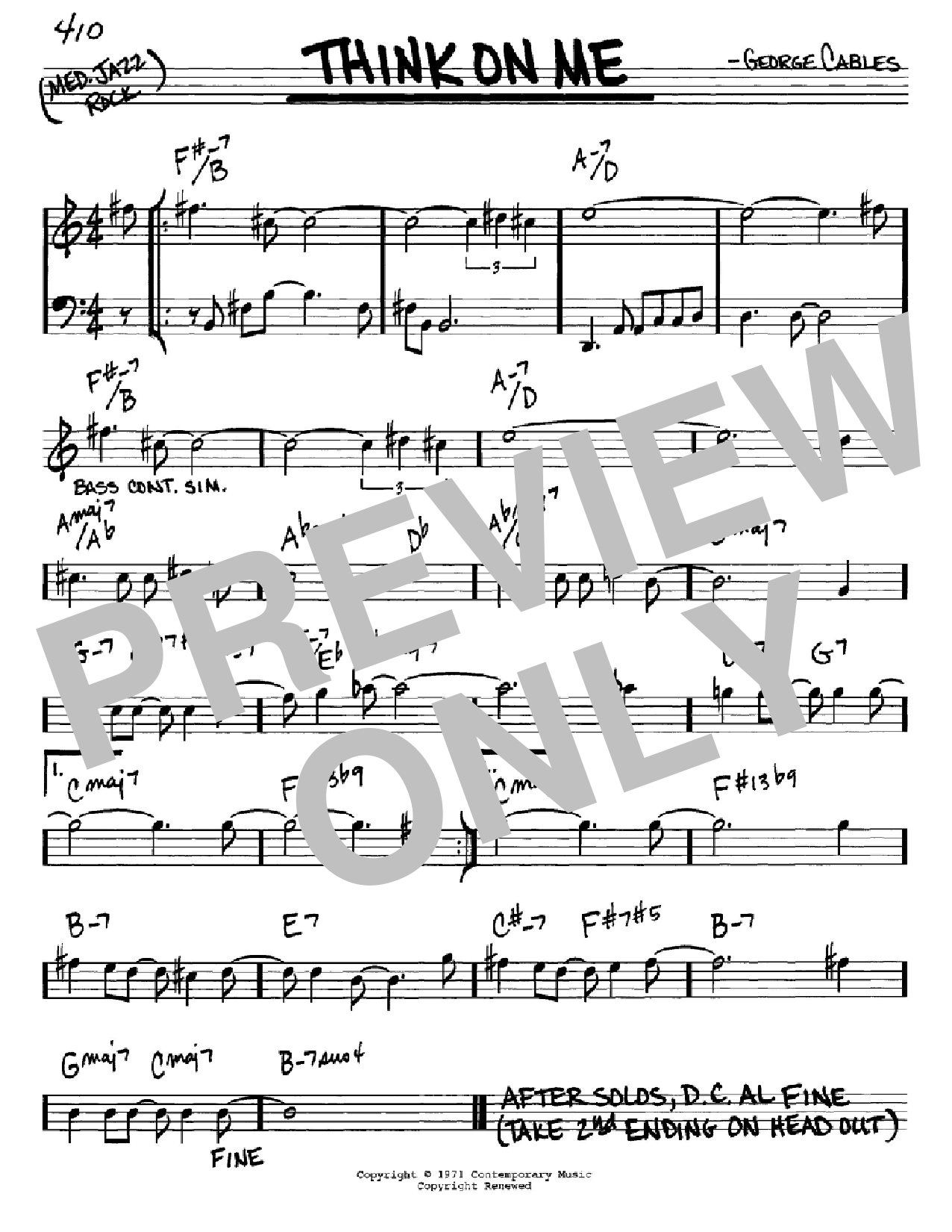 George Cables Think On Me Sheet Music