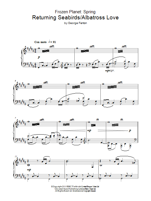 George Fenton Frozen Planet, Returning Seabirds/Albatross Love Sheet Music