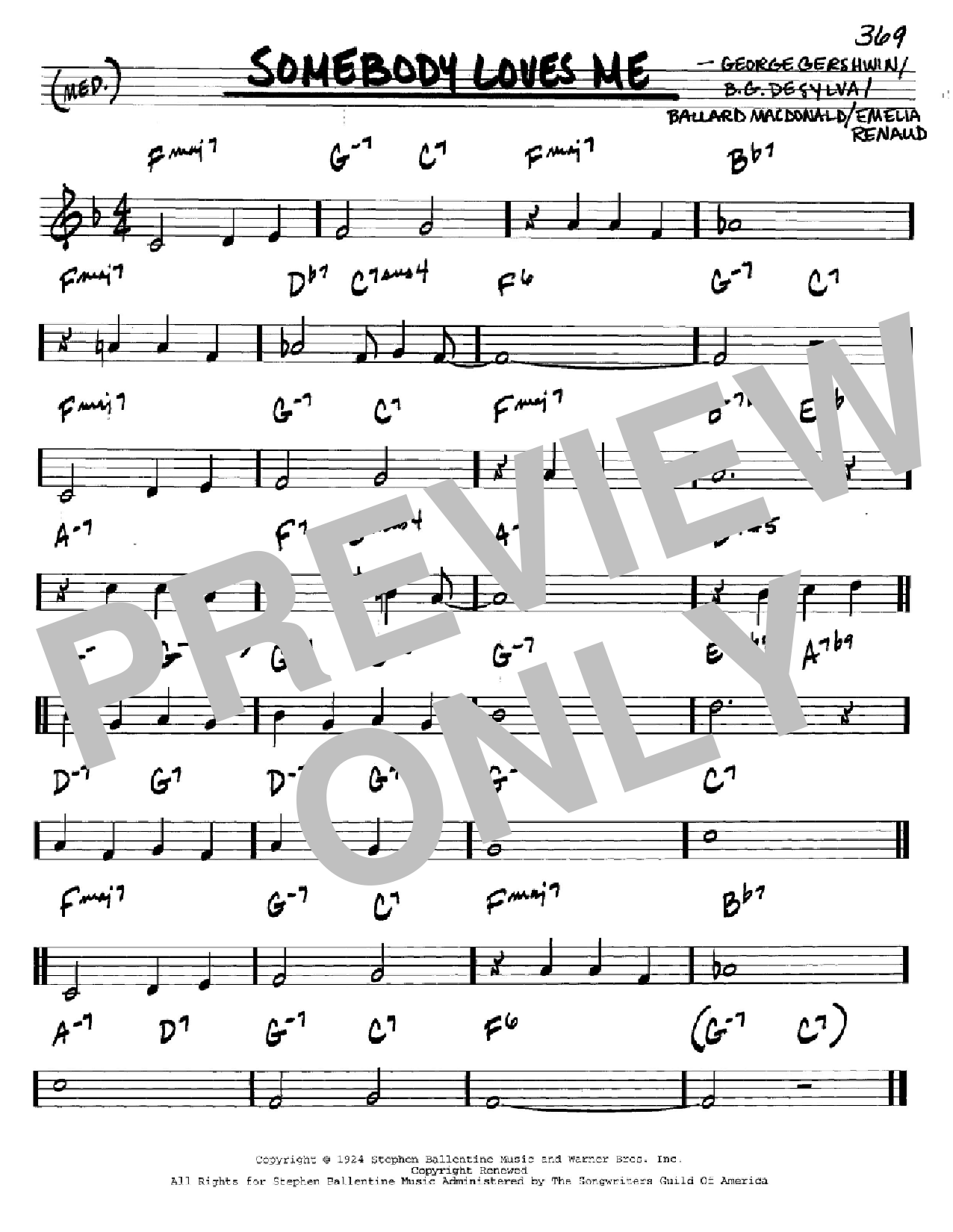George Gershwin Somebody Loves Me Sheet Music