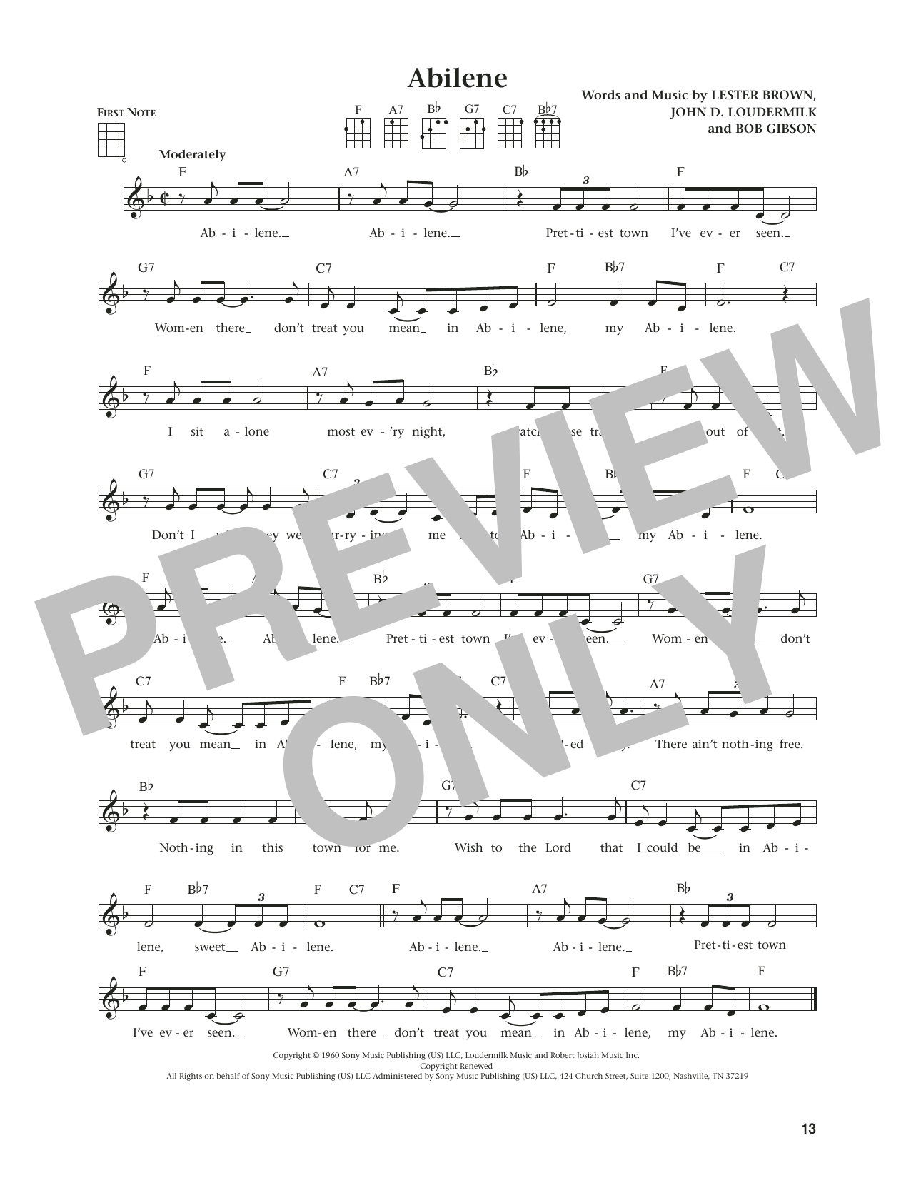 George Hamilton IV Abilene (from The Daily Ukulele) (arr. Jim Beloff) Sheet Music
