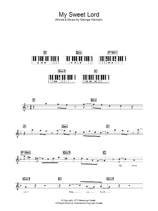 George Harrison My Sweet Lord Sheet Music