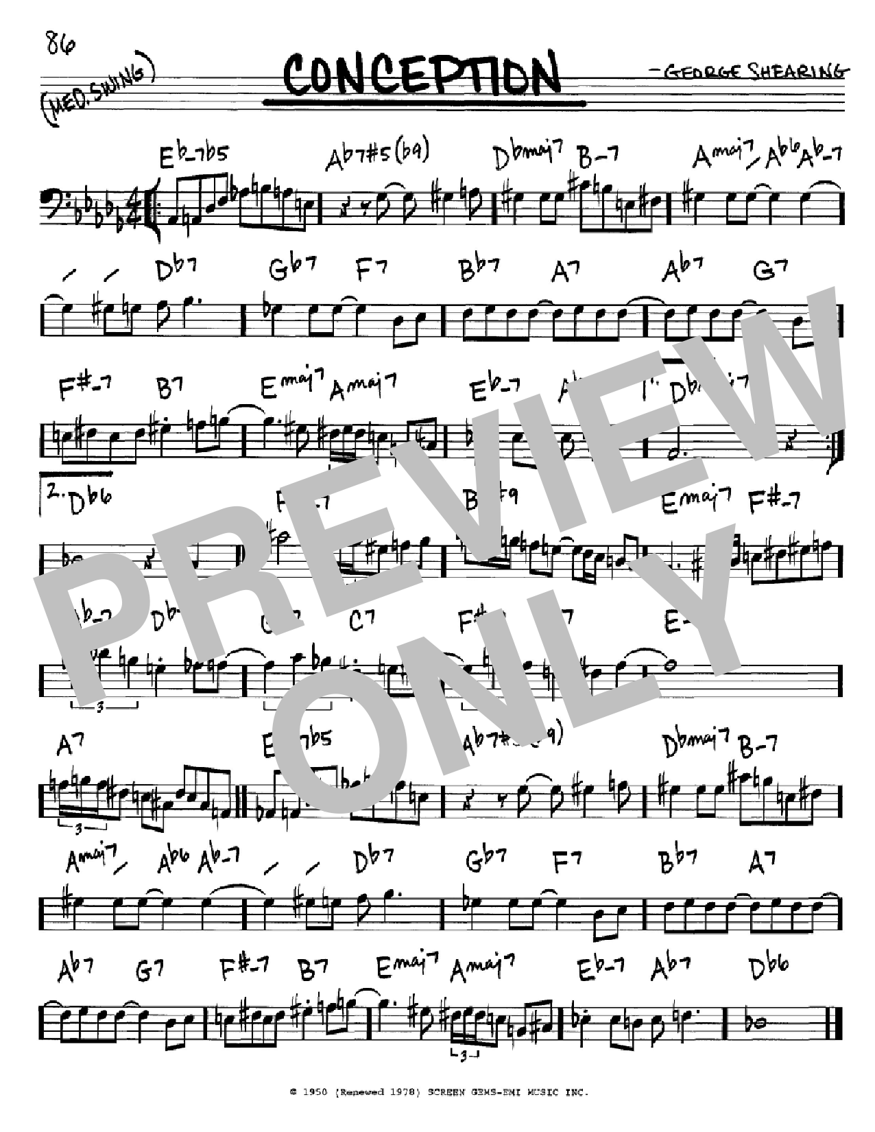 George Shearing Conception Sheet Music