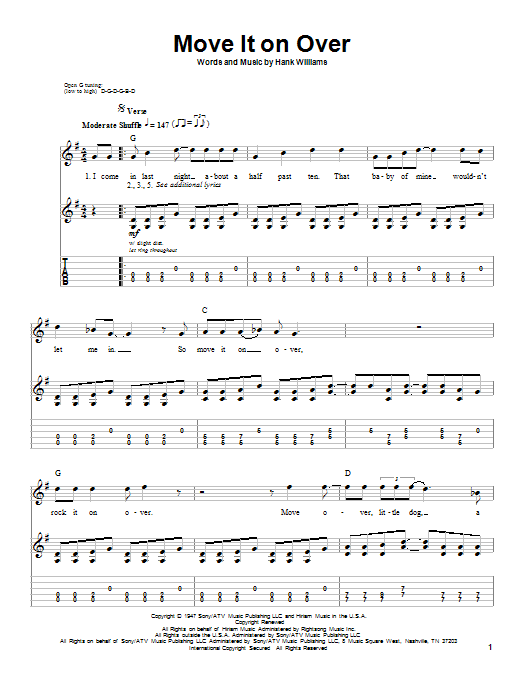 George Thorogood Move It On Over Sheet Music