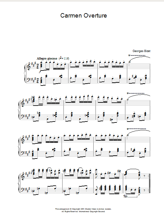 Georges Bizet Overture from Carmen Sheet Music