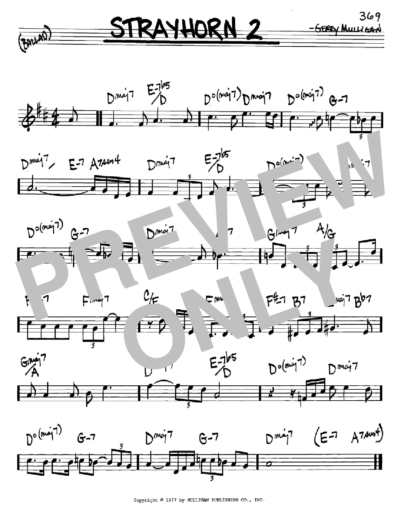Gerry Mulligan Strayhorn 2 Sheet Music