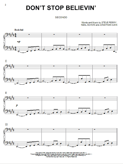 Glee Cast Don't Stop Believin' Sheet Music