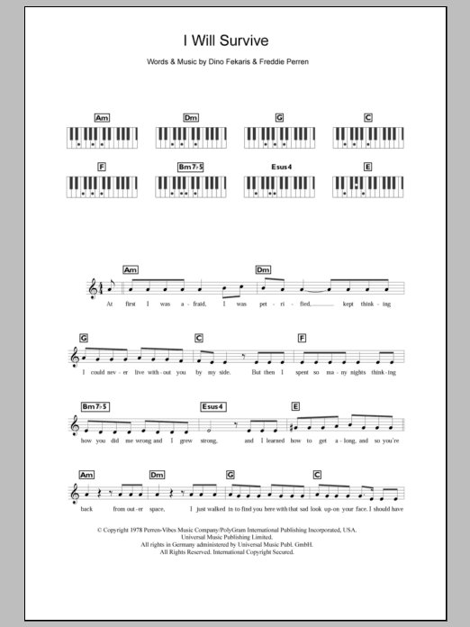 Gloria Gaynor I Will Survive Sheet Music