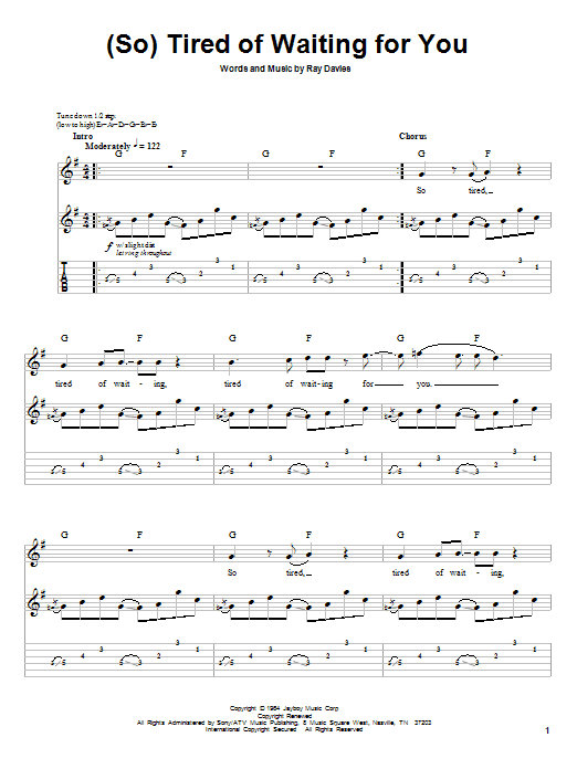 Green Day (So) Tired Of Waiting For You Sheet Music