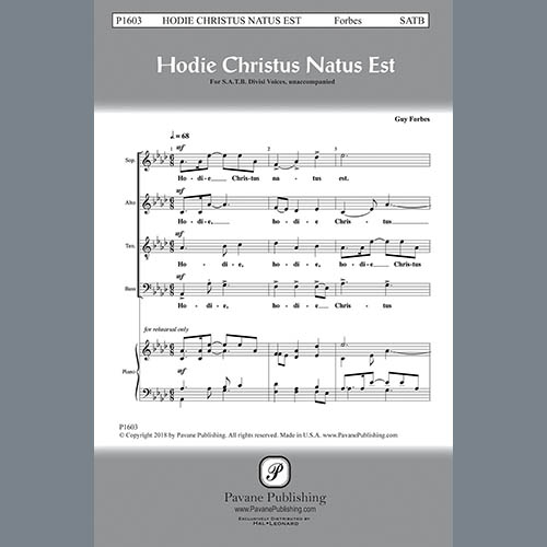 Easily Download Guy Forbes Printable PDF piano music notes, guitar tabs for SATB Choir. Transpose or transcribe this score in no time - Learn how to play song progression.