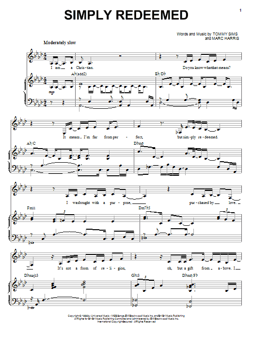 Heather Headley Simply Redeemed Sheet Music