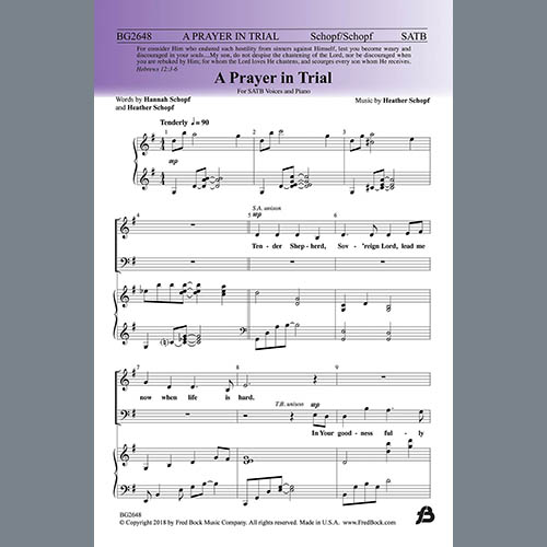 Easily Download Heather Schopf Printable PDF piano music notes, guitar tabs for SATB Choir. Transpose or transcribe this score in no time - Learn how to play song progression.