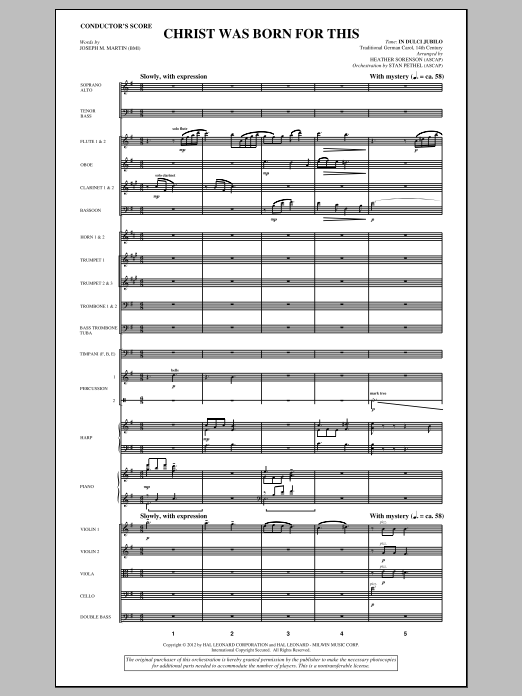 Heather Sorenson Christ Was Born For This - Score Sheet Music