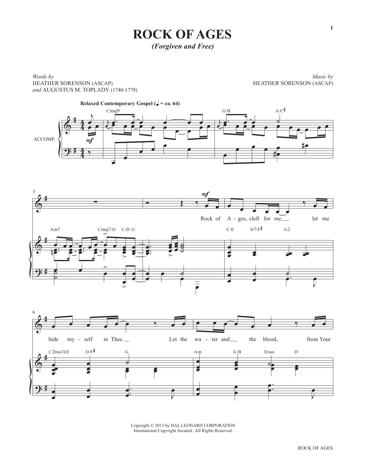 Heather Sorenson Rock Of Ages (Forgiven And Free) (from My Alleluia: Vocal Solos for Worship) Sheet Music