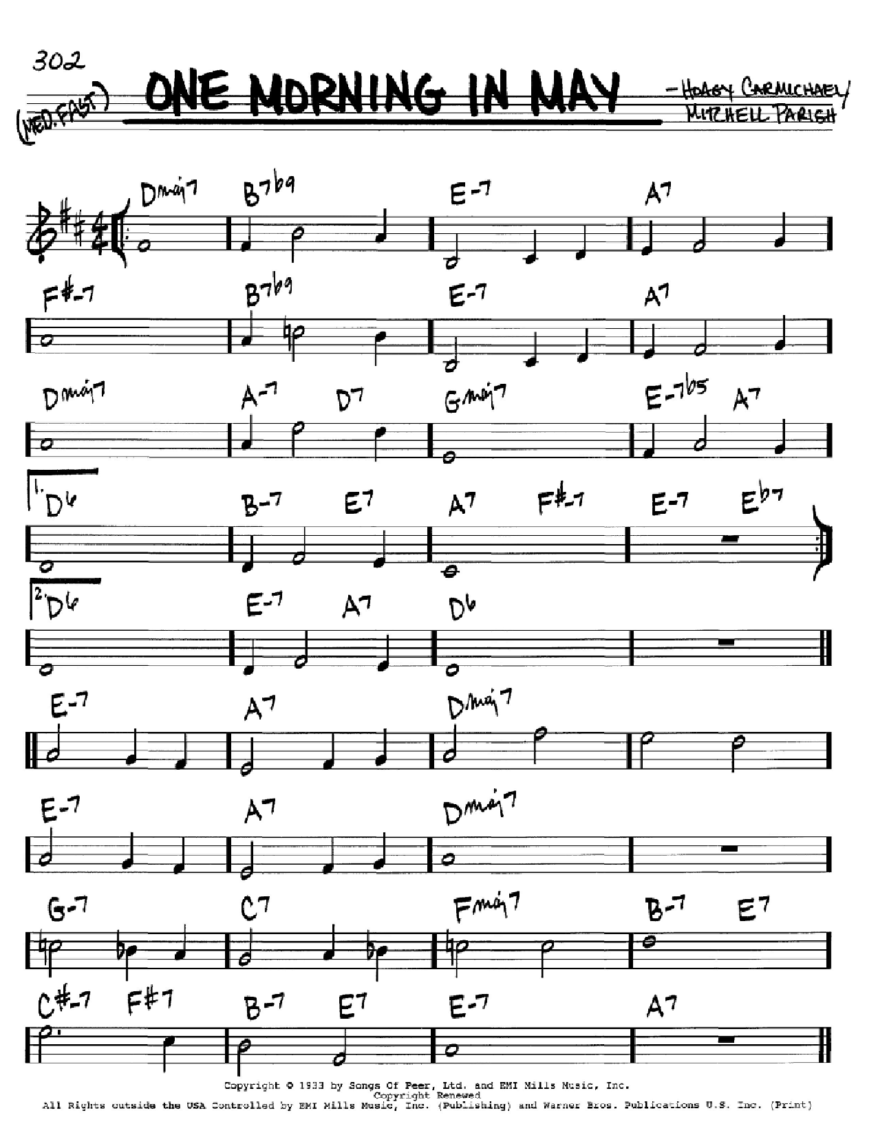 Hoagy Carmichael One Morning In May Sheet Music
