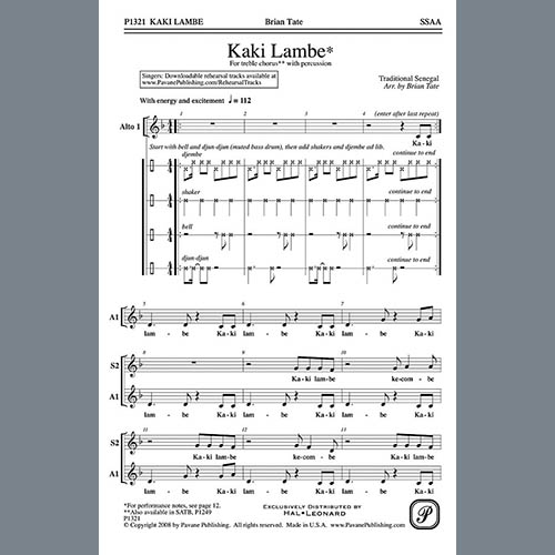 Easily Download Brian Tate Printable PDF piano music notes, guitar tabs for SSA Choir. Transpose or transcribe this score in no time - Learn how to play song progression.