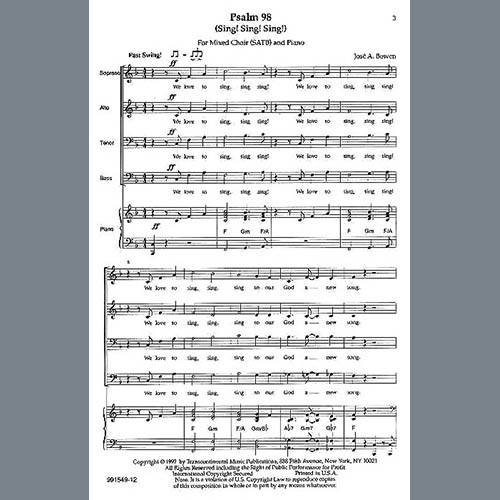 Easily Download Jose Bowen Printable PDF piano music notes, guitar tabs for SATB Choir. Transpose or transcribe this score in no time - Learn how to play song progression.