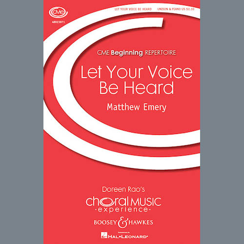 Easily Download Matthew Emery Printable PDF piano music notes, guitar tabs for Unison Choir. Transpose or transcribe this score in no time - Learn how to play song progression.