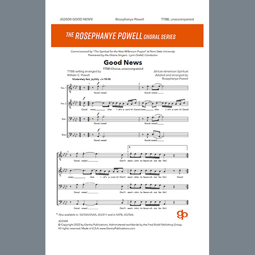 Easily Download Rosephanye Powell Printable PDF piano music notes, guitar tabs for TTBB Choir. Transpose or transcribe this score in no time - Learn how to play song progression.