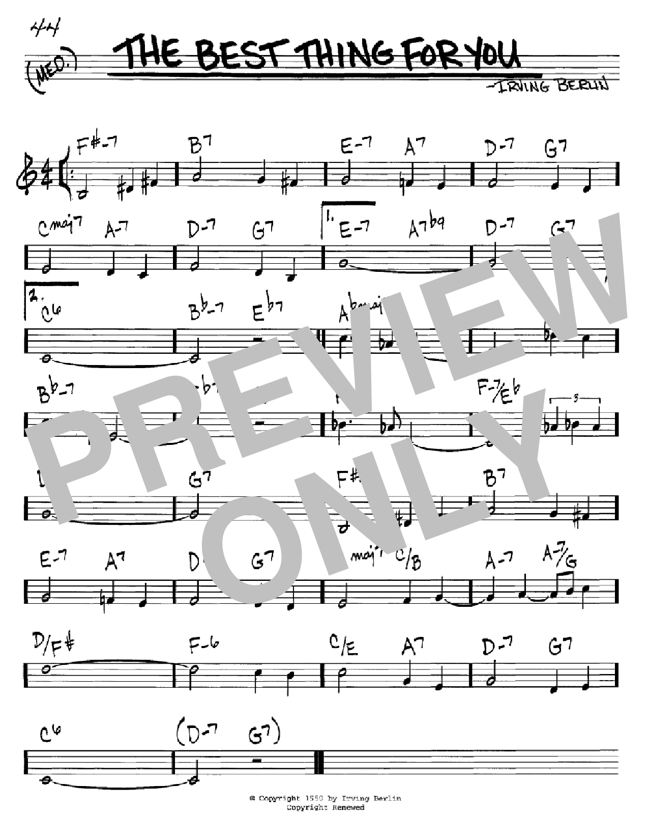 Irving Berlin The Best Thing For You Sheet Music