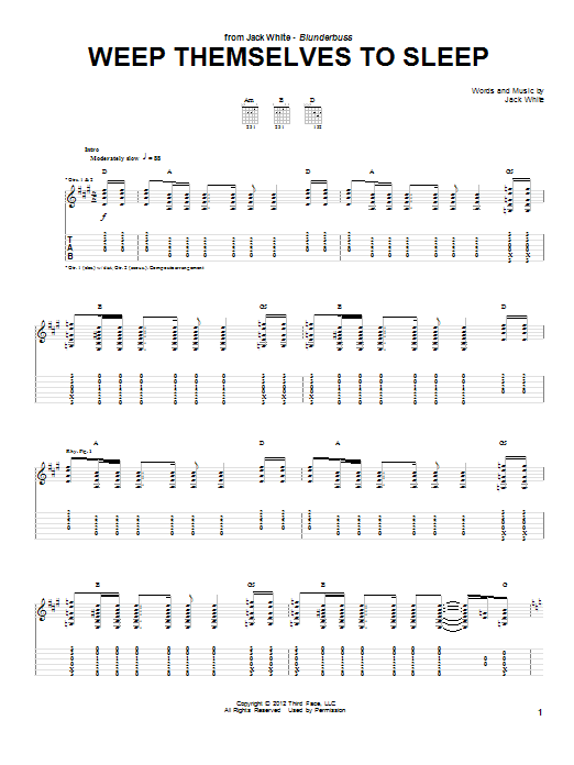 Jack White Weep Themselves To Sleep Sheet Music