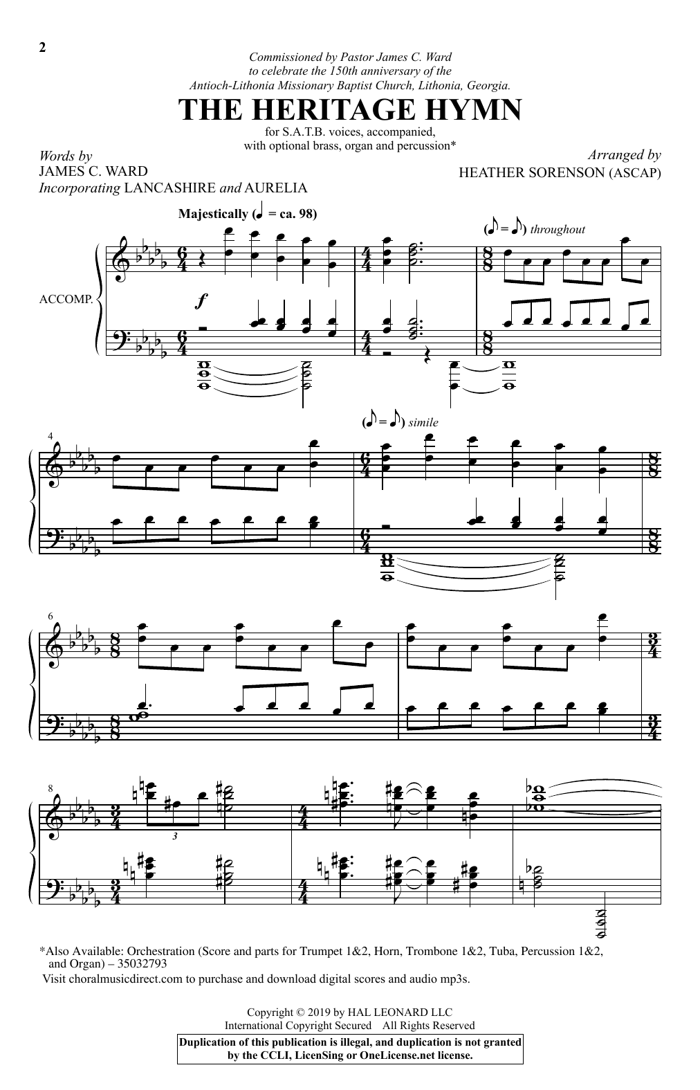 James C. Ward The Heritage Hymn (arr. Heather Sorenson) Sheet Music