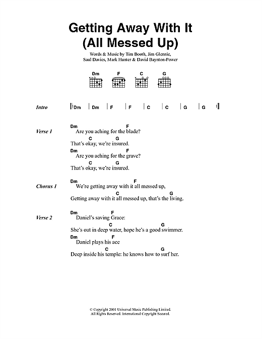 James Getting Away With It (All Messed Up) Sheet Music