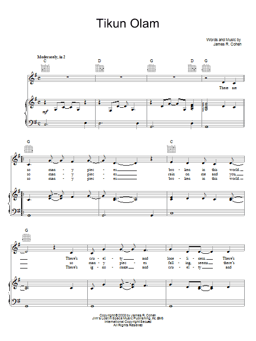 James R. Cohen Tikun Olam Sheet Music