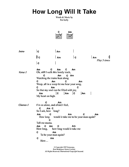 Jeff Buckley How Long Will It Take Sheet Music