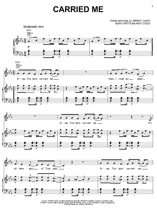 Jeremy Camp Carried Me Sheet Music