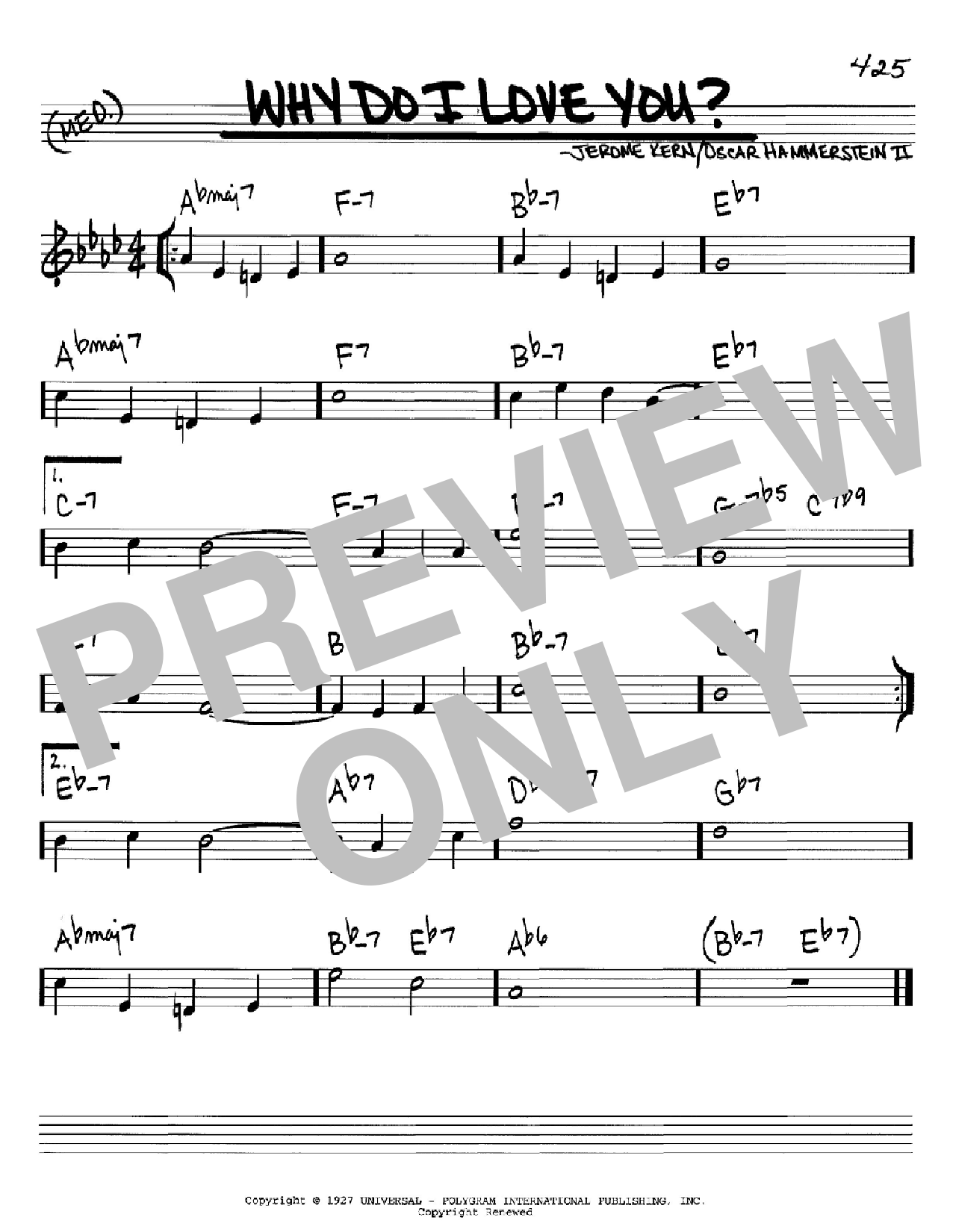 Jerome Kern Why Do I Love You? Sheet Music