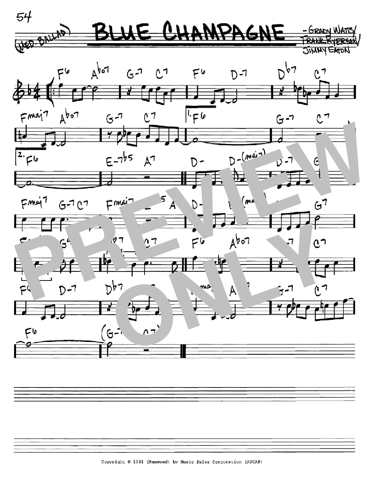 Jimmy Dorsey Blue Champagne Sheet Music