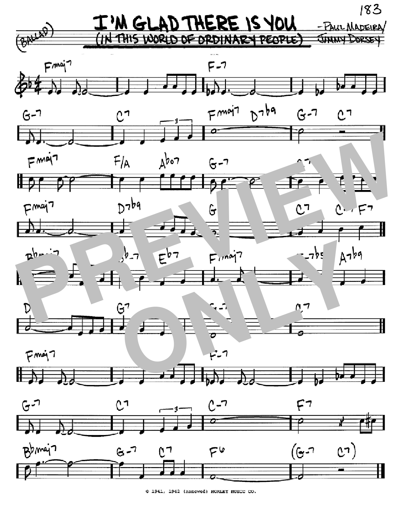 Jimmy Dorsey I'm Glad There Is You (In This World Of Ordinary People) Sheet Music