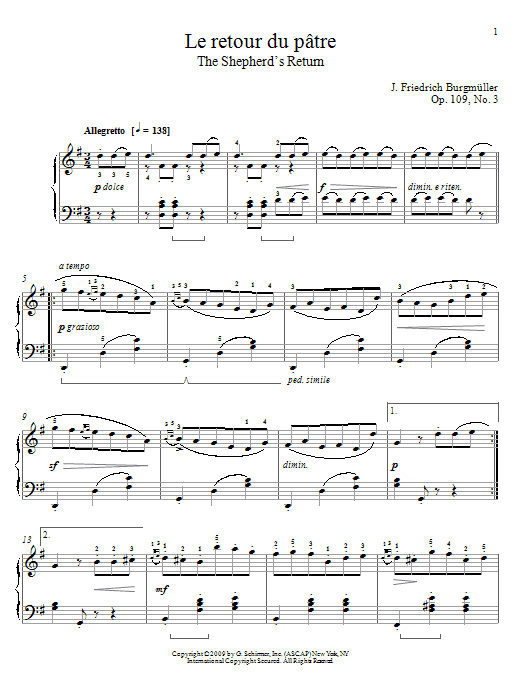 Johann Friedrich Burgmuller The Shepherd's Return Sheet Music