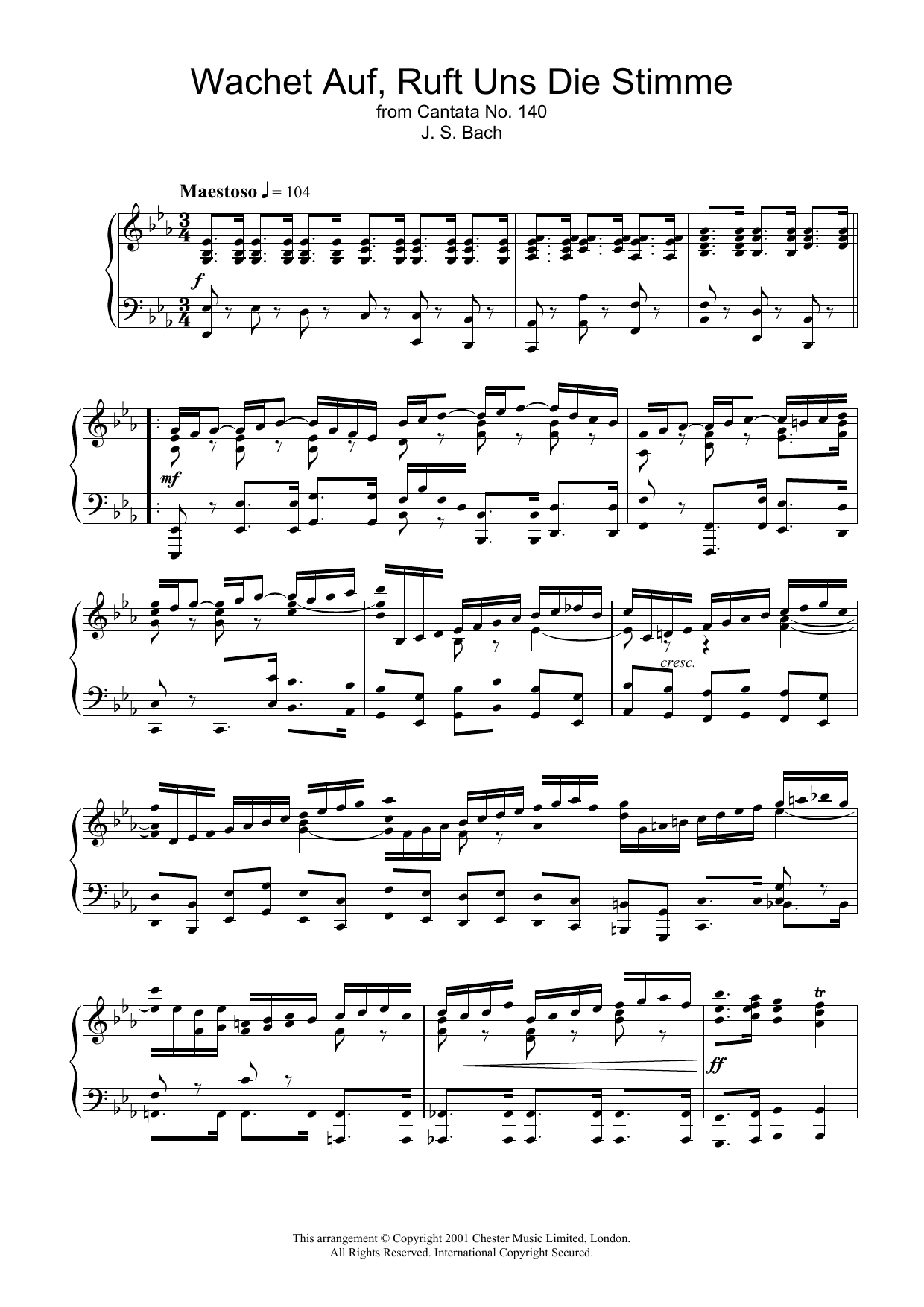 Johann Sebastian Bach Wachet Auf, Ruft Uns Die Stimme (from Cantata No.140) Sheet Music