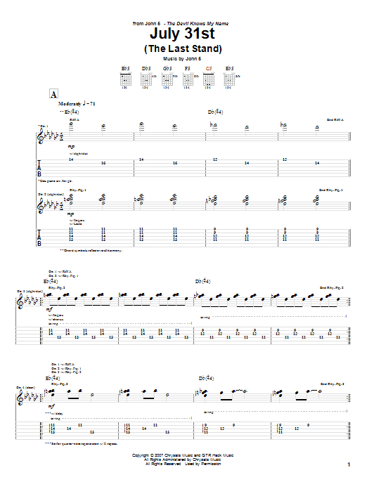 John 5 July 31st (The Last Stand) Sheet Music