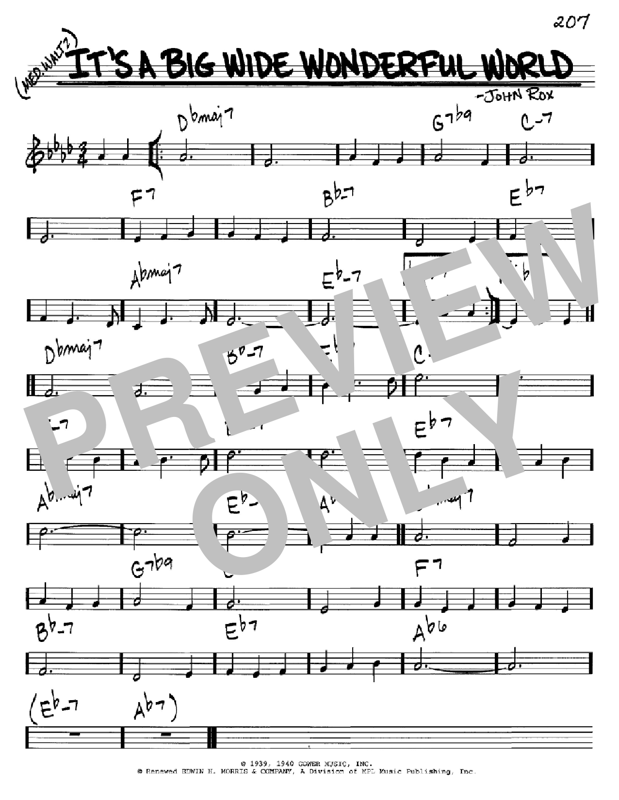 John Rox It's A Big Wide Wonderful World Sheet Music