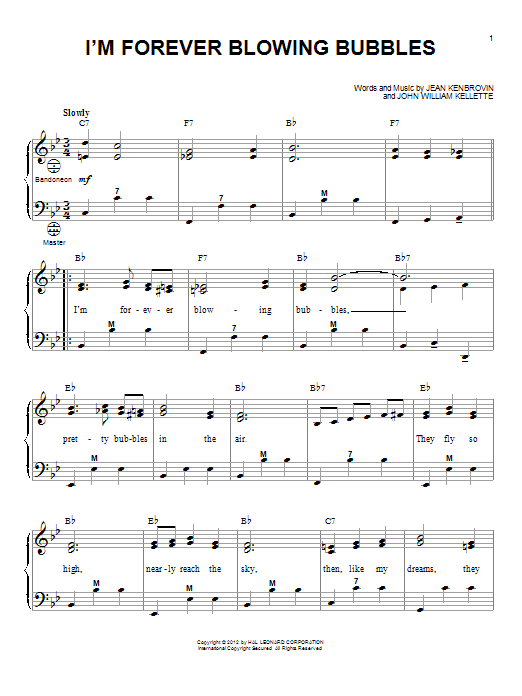 John William Kellette I'm Forever Blowing Bubbles (arr. Gary Meisner) Sheet Music