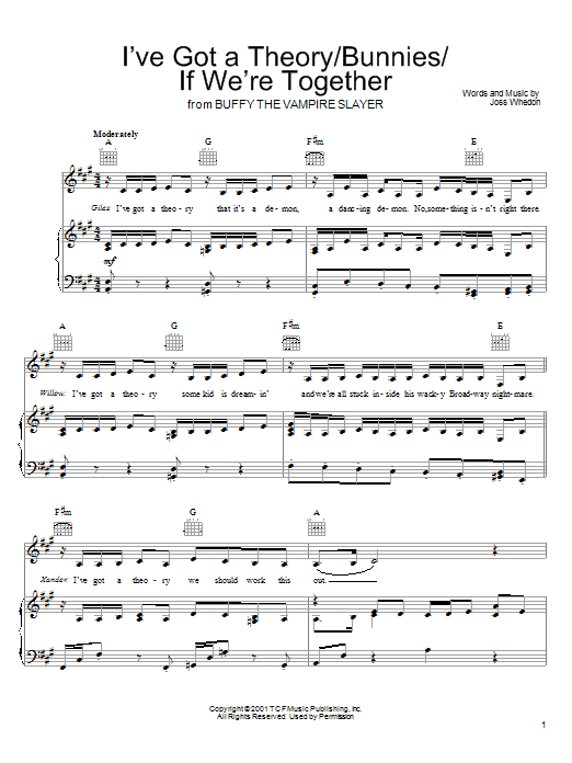 Joss Whedon I've Got A Theory/Bunnies/If We're Together Sheet Music