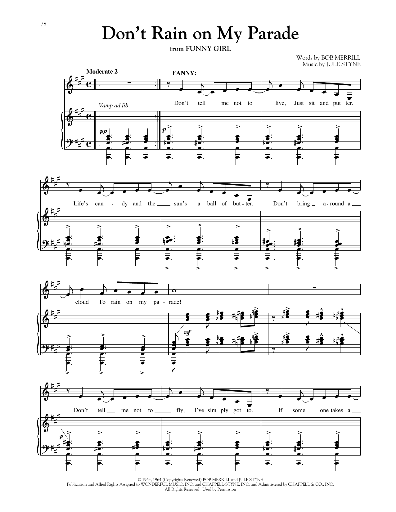 Jule Styne 'Don't Rain On My Parade (from Funny Girl) (ed. Richard Walters)' sheet music, chords, lyrics