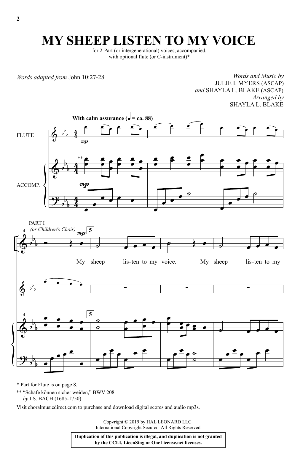 Julie I. Myers and Shayla L. Blake My Sheep Listen To My Voice (arr. Shayla L. Blake) Sheet Music