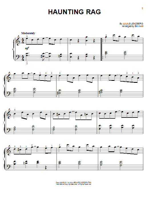 Julius Lenzberg Haunting Rag Sheet Music