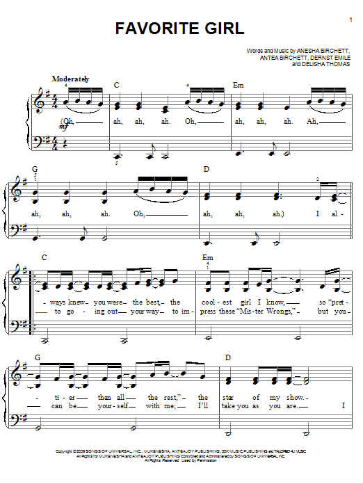 Justin Bieber Favorite Girl Sheet Music