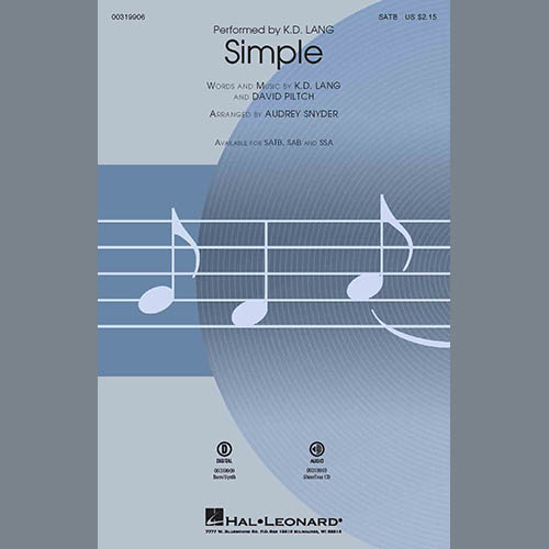 Easily Download k.d. lang Printable PDF piano music notes, guitar tabs for SATB Choir. Transpose or transcribe this score in no time - Learn how to play song progression.