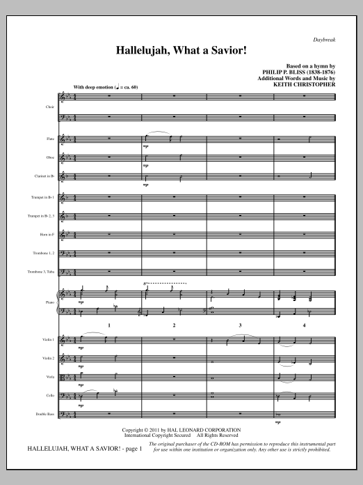 Keith Christopher Hallelujah, What A Savior! - Full Score Sheet Music