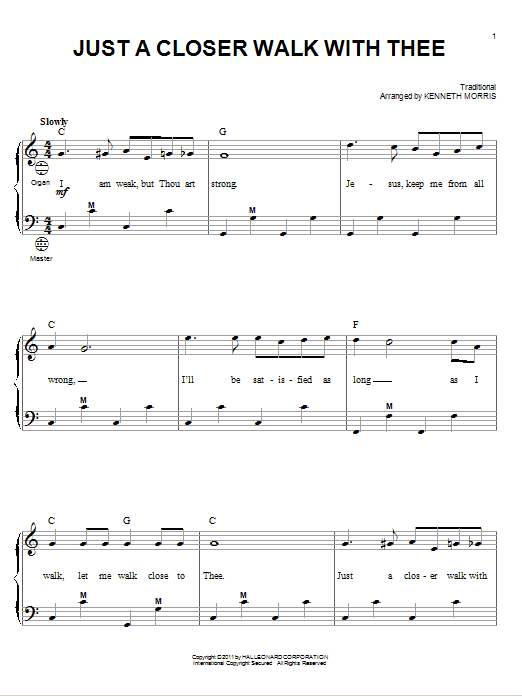 Kenneth Morris Just A Closer Walk With Thee Sheet Music